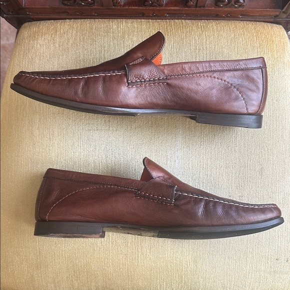 Santoni Faith Brown Leather Moc Toe Slip-On Loafer Shoes Men\'s Size 11.5 EE Wide main image 5